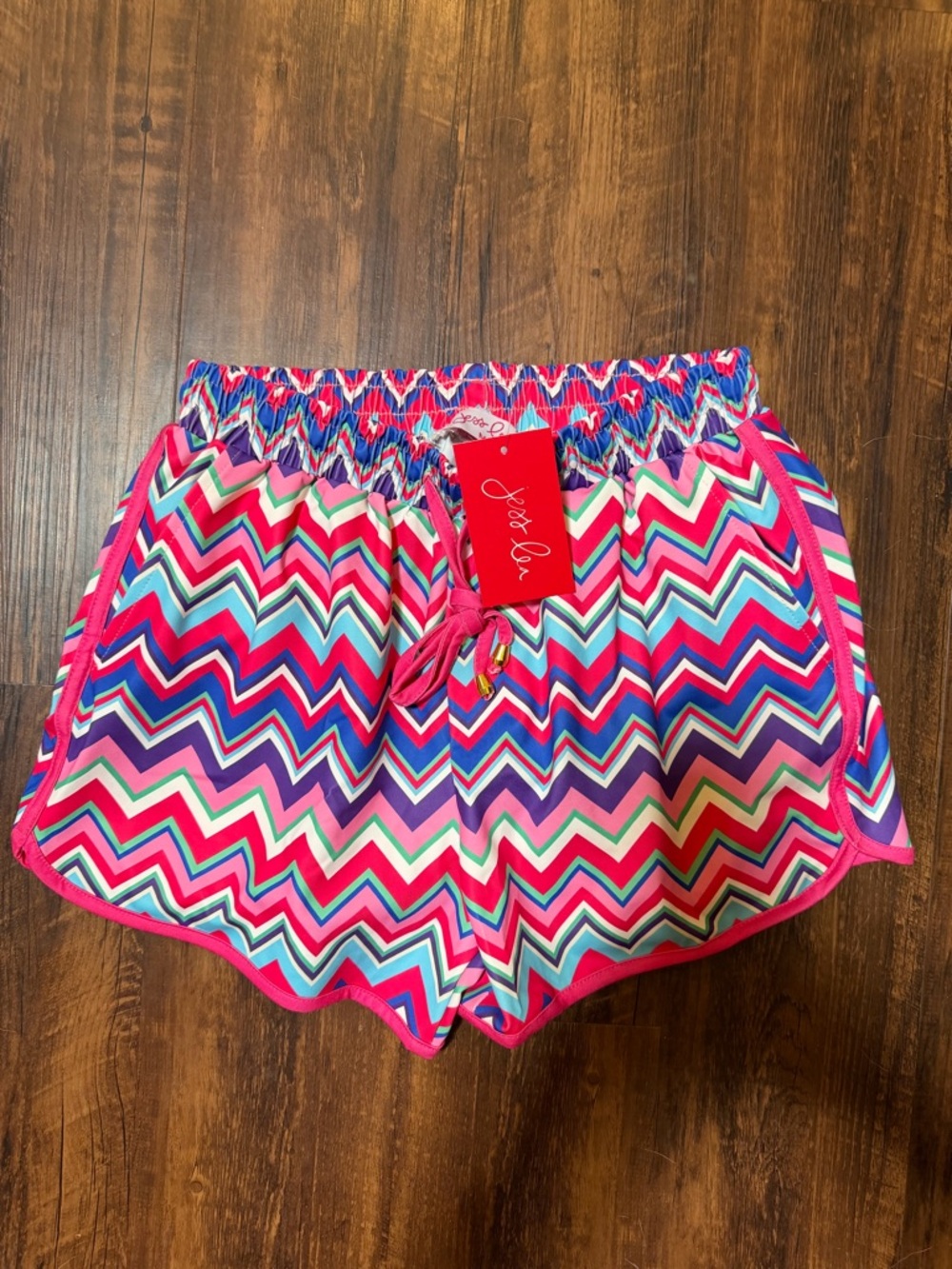 Jess Lea Multicolor Chevron Athletic Shorts in Pink, Purple & Teal